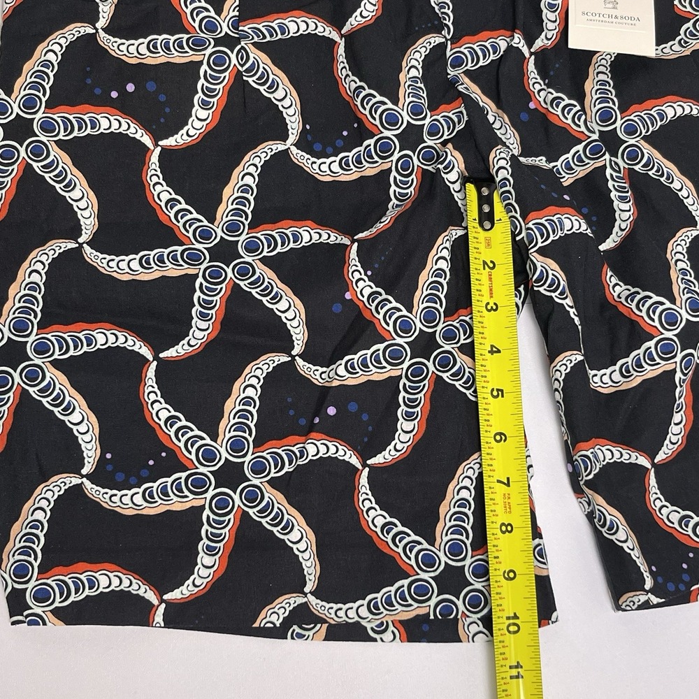 Scotch & Soda Mens 32 Black Blue Starfish AOP Linen Blend Chino Shorts Loose NEW - Picture 12 of 14